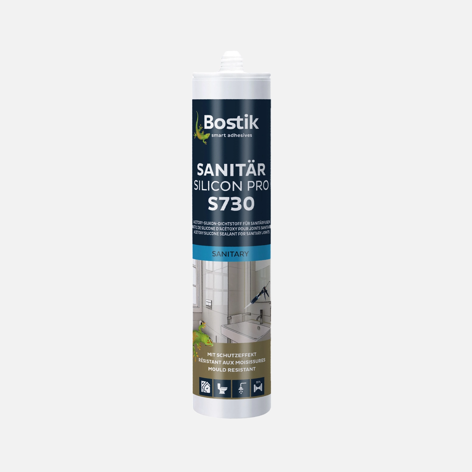 1 Kartusche BOSTIK Sanitär-Silikon Pro Silbergrau 300ml S730