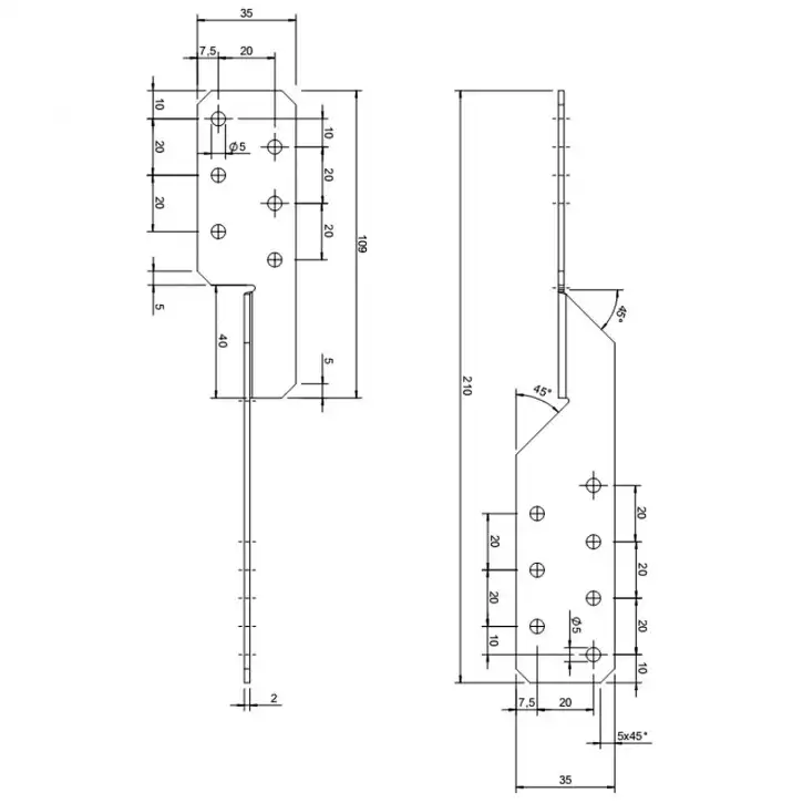 10 Sparrenpfettenanker zugelassen ETA-14/0105 Typ Universal 210 - Standard