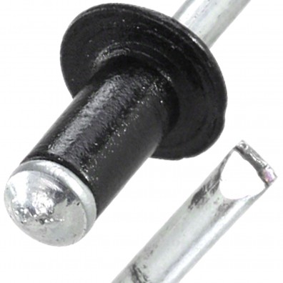 500 Blindnieten 3x6 mm - Aluminium schwarz / verzinkter Dorn - Flachkopf