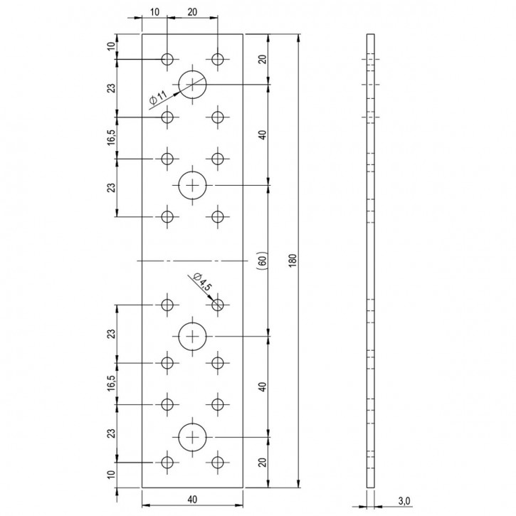 10 Standard Flachverbinder feuerverzinkt 180x40x3
