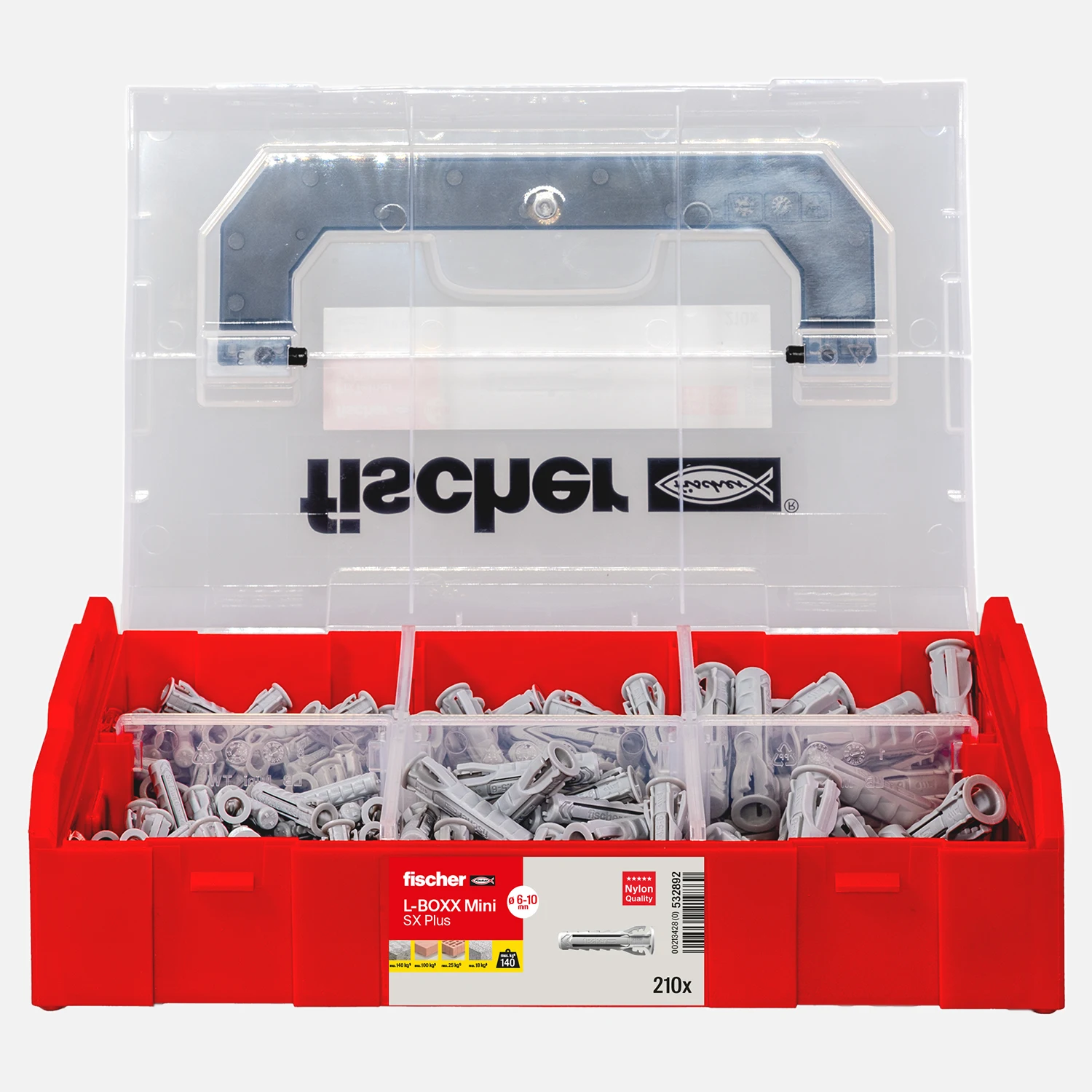 210 tlg. FISCHER L-BOXX mini SX Plus - Spreizdübel-Sortiment 6 / 8 / 10 mm