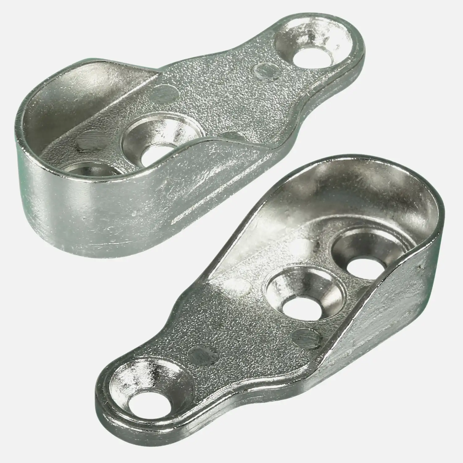 10 Schrankrohrlager mit 3 Bohrungen,18x44 mm,für Ovalrohr 15x30 mm, vernickelt 