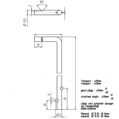 1 Alberts Bodenschieber 600x40 mm Ø = 16 mm - feuerverzinkt