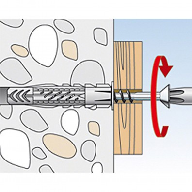 fischer Universaldübel UX R grau Montage in Vollbaustoffen Schritt 3
