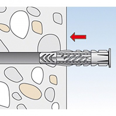 fischer Universaldübel UX R grau Montage in Vollbaustoffen Schritt 2