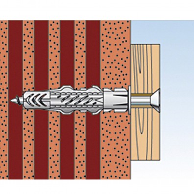 fischer Universaldübel UX R grau Montage in Lochbaustoffen