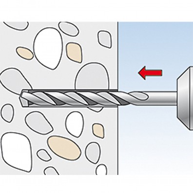 fischer Duopower Dübel rot-grau Montage in Vollbaustoffen Schritt 1