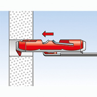 fischer Duotec Dübel rot-grau Montage in Plattenbaustoffen Schritt 3