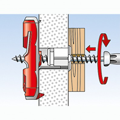 fischer Duotec Dübel rot-grau Montage in Plattenbaustoffen Schritt 3