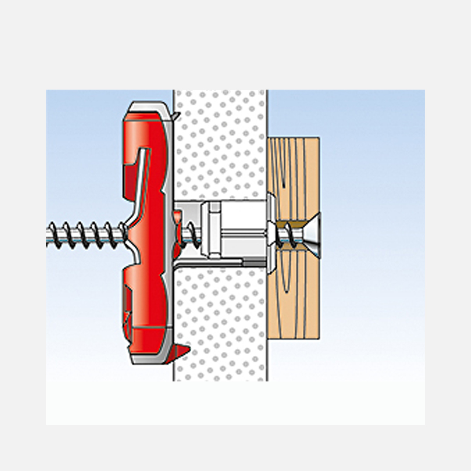 fischer Duotec Dübel rot-grau Montage in Plattenbaustoffen Schritt 4