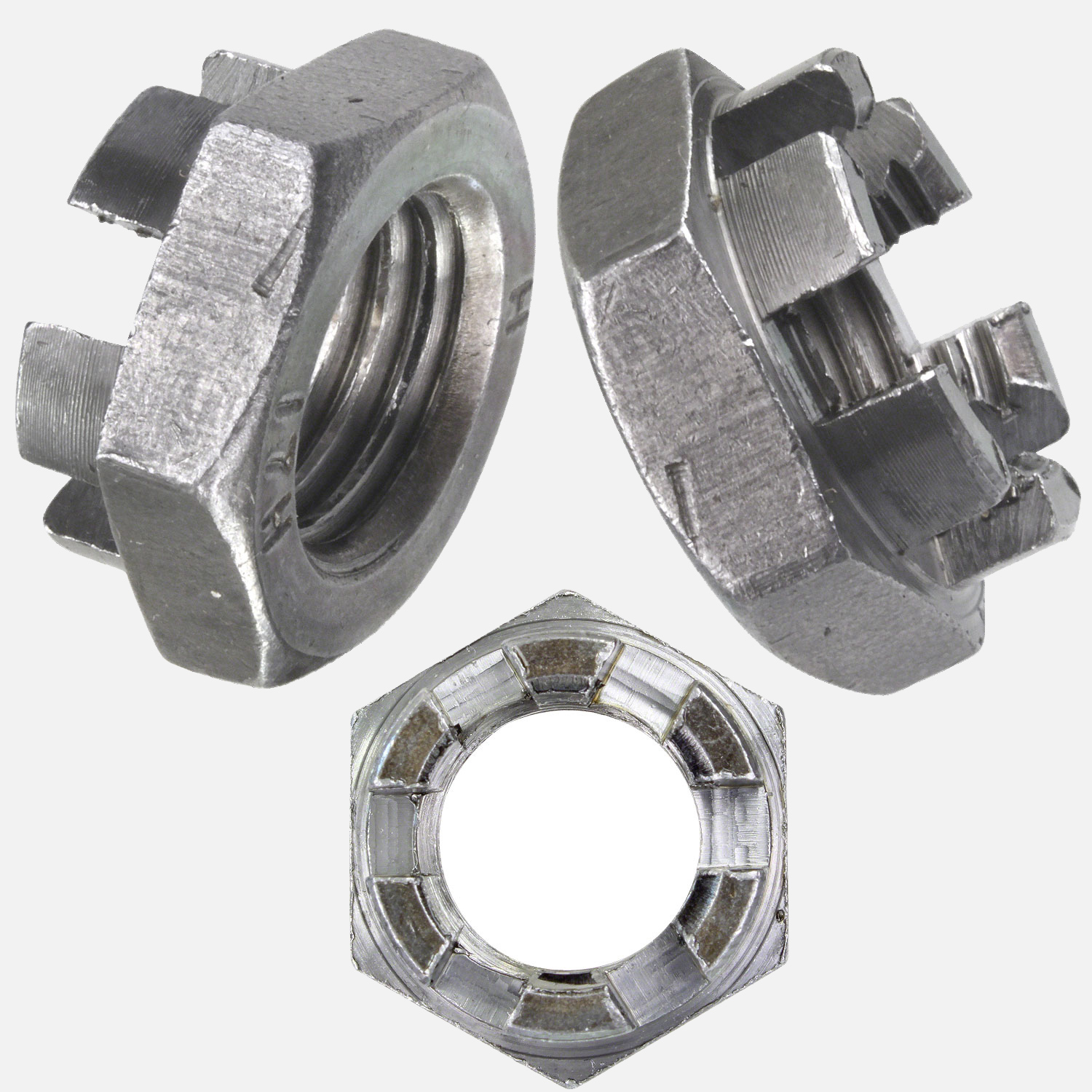 Detailansicht Kronenmuttern niedrige Form - DIN 937 - blank