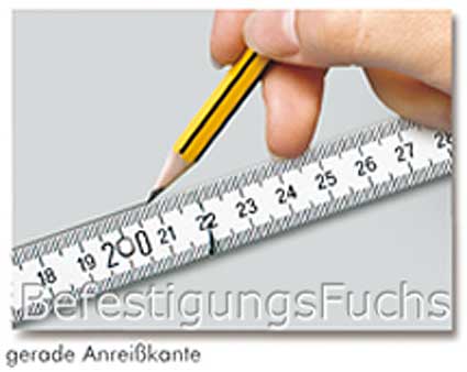 Anwendungsbeispiel f&uuml;r die gerade Anrei&szlig;kanten des Adga Zollstocks