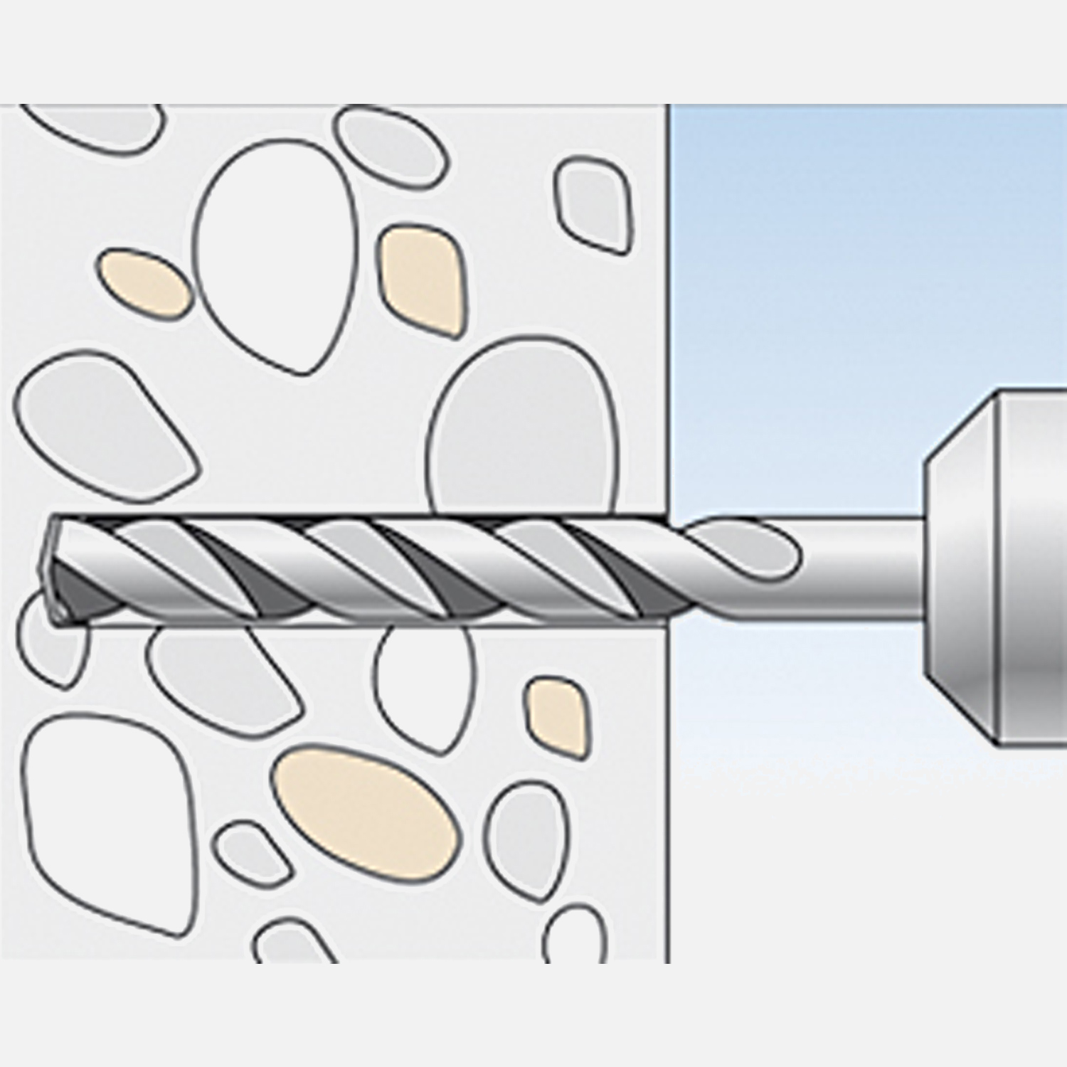 fischer Duopower Dübel rot-grau Montage in Vollbaustoffen Schritt 1