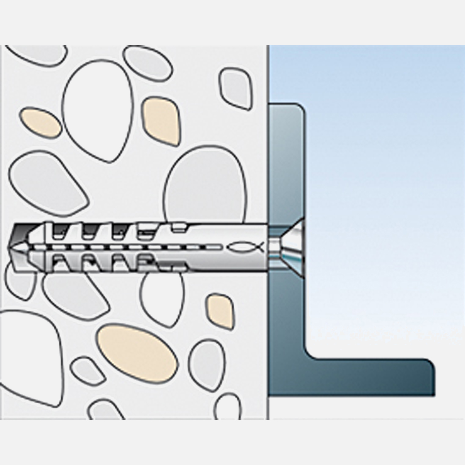 fischer Duopower Dübel rot-grau Montage in Vollbaustoffen Schritt 4