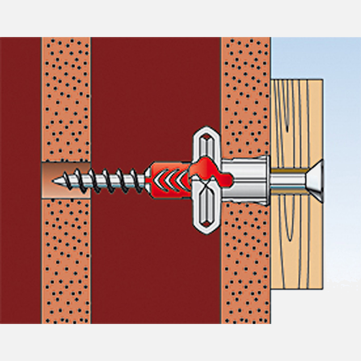 fischer Duopower Dübel rot-grau Montage in Lochbaustoffen Schritt 5
