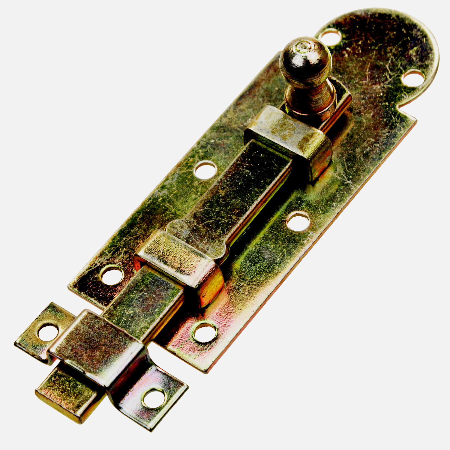 geschlossener Fensterriegel mit Schlaufe, gelb verzinkt