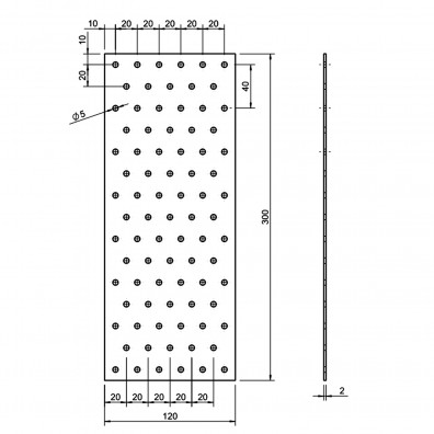 5 Standard Lochbleche feuerverzinkt 120x300x2 mm