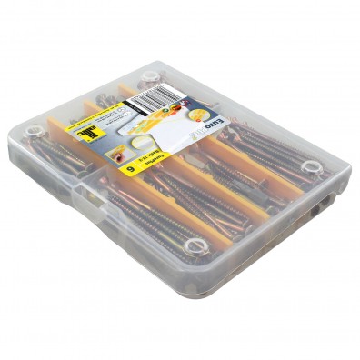 152 tlg Spanplattenschrauben Sortiment - verzinkt - Senkkopf - Torx - inkl. Bits
