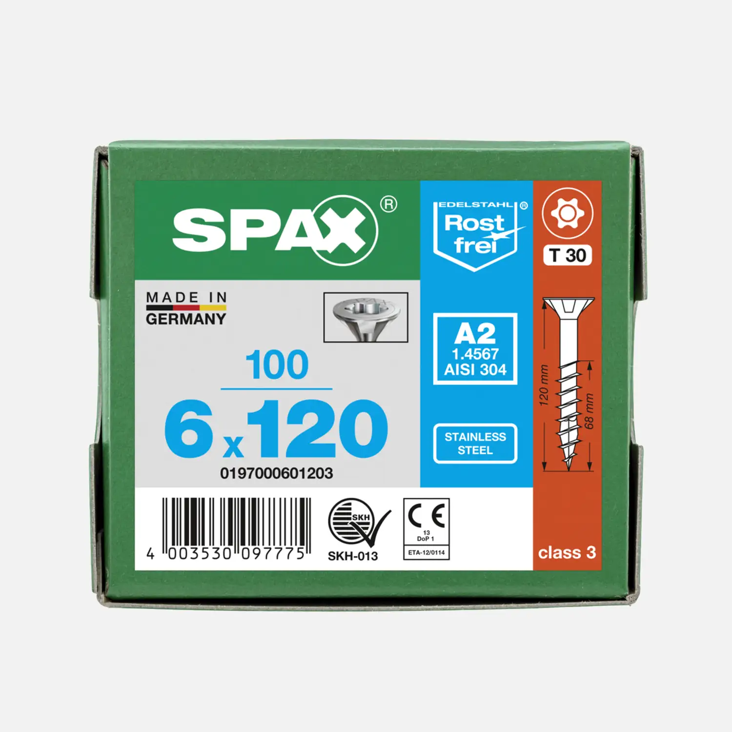 100 SPAX Universalschrauben A2 Senkkopf Torx 6x120