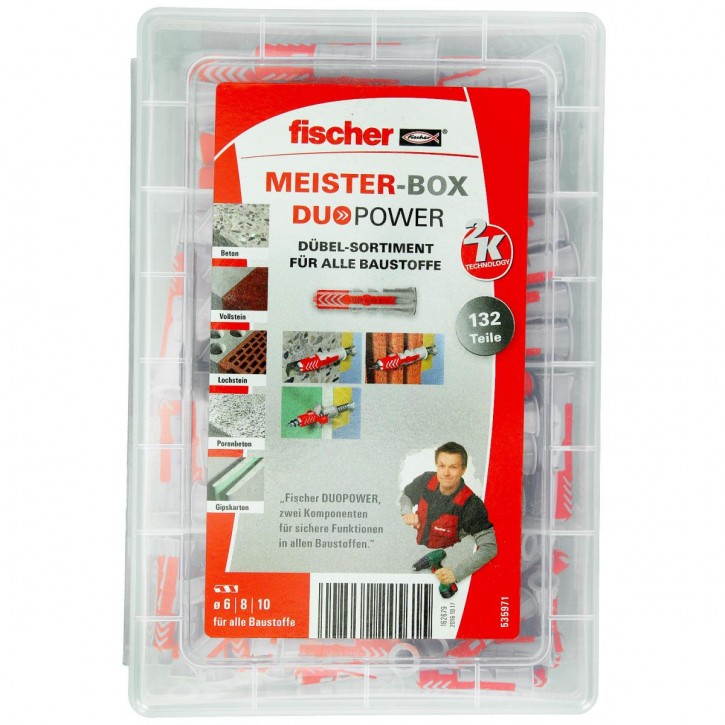 132 tlg.FISCHER Meister-Box DUOPOWER Nylon-Dübel -Sortiment 6 / 8 / 10 mm