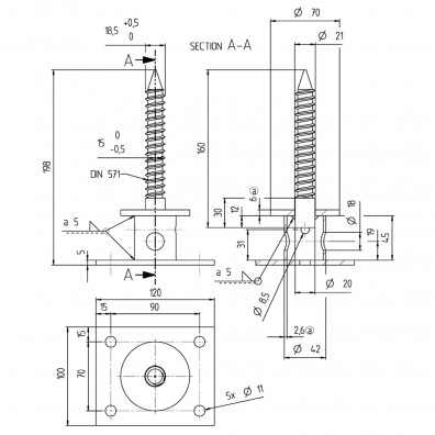 1 Alberts I-Pfostenträger/Schraube feuerverzinkt aufdübelbar für >=70 mm