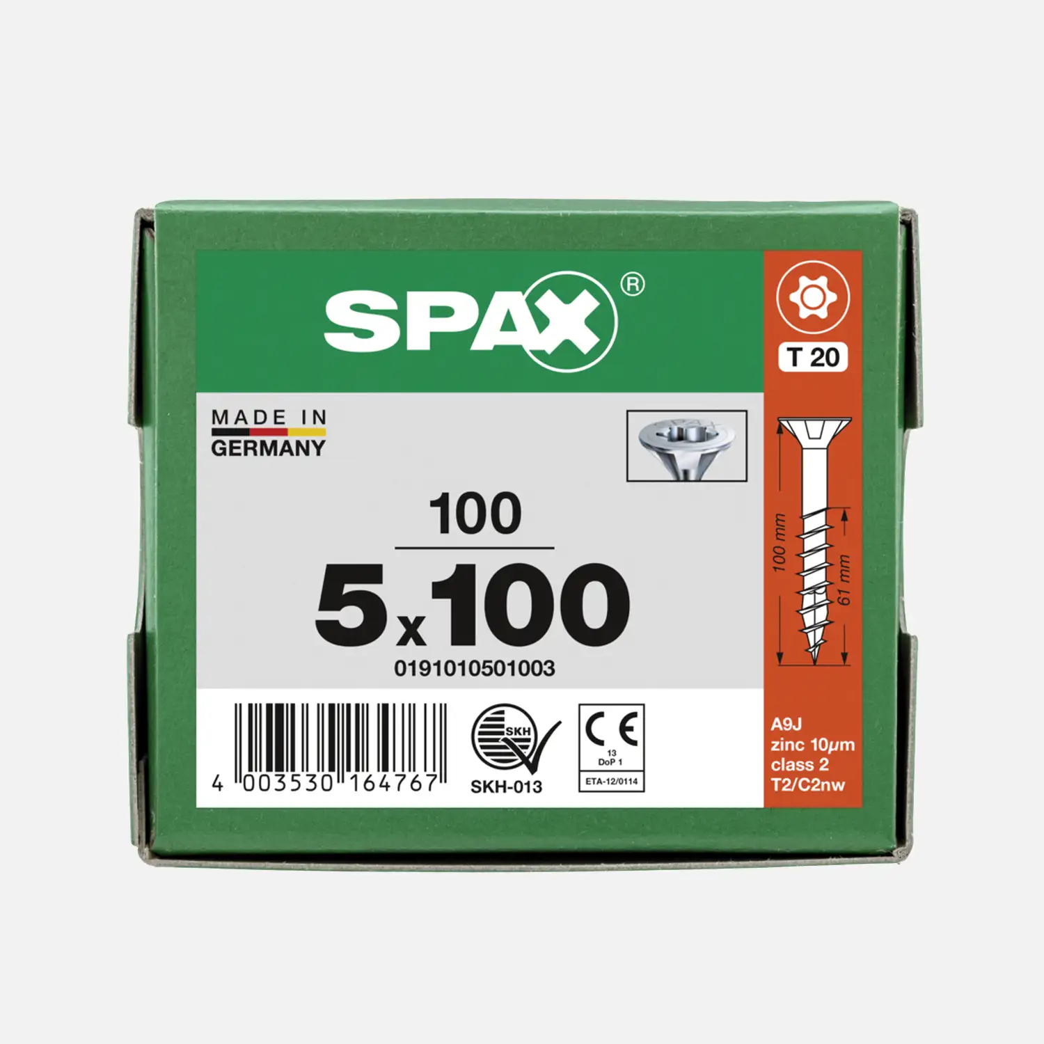 100 SPAX Universalschrauben 5x100mm, verzinkt, T-Star, Senkkopf, Teilgewinde