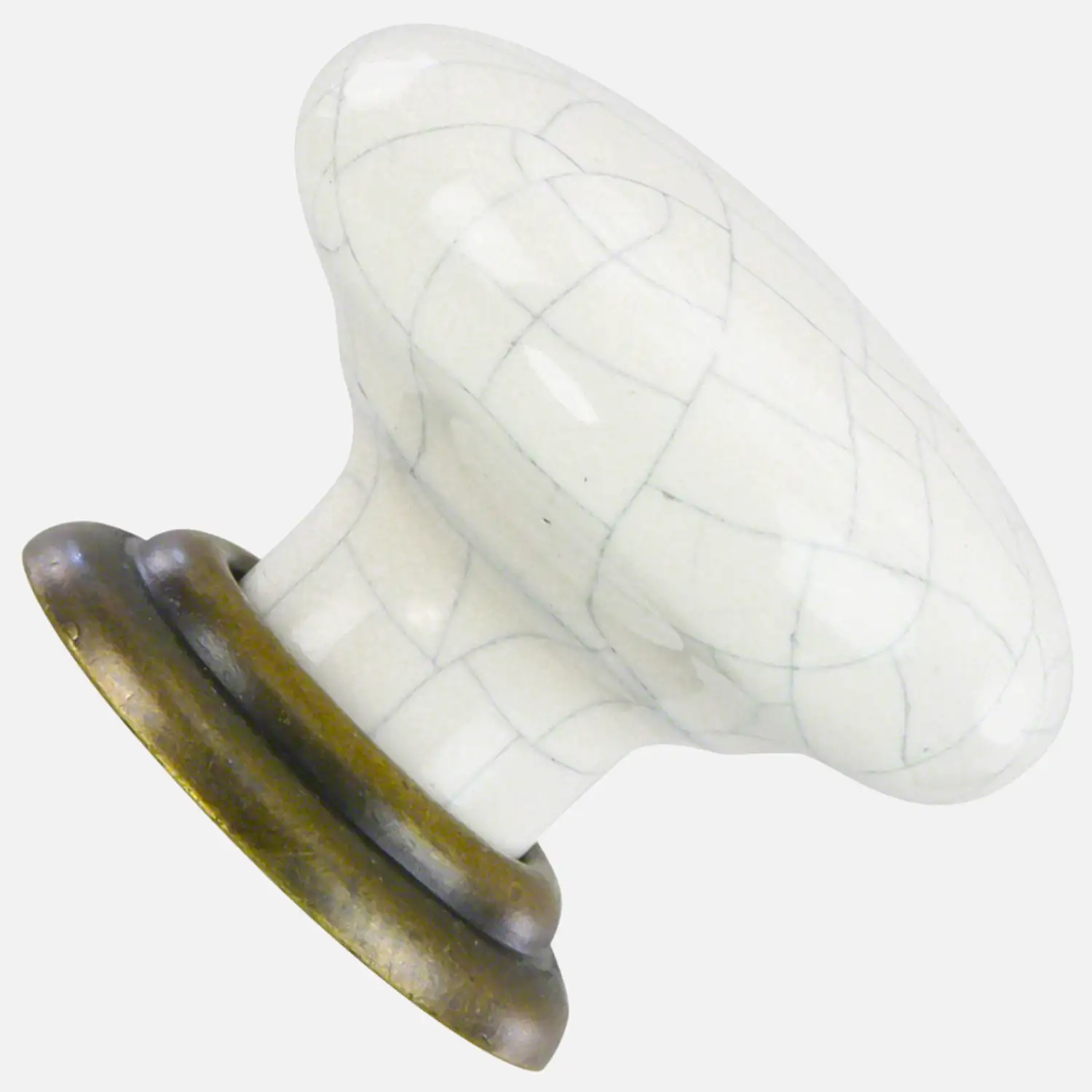 1 HSI Möbelknopf - Pilz Porzellan/Druckguss beige/graugesprenkelt 34mm