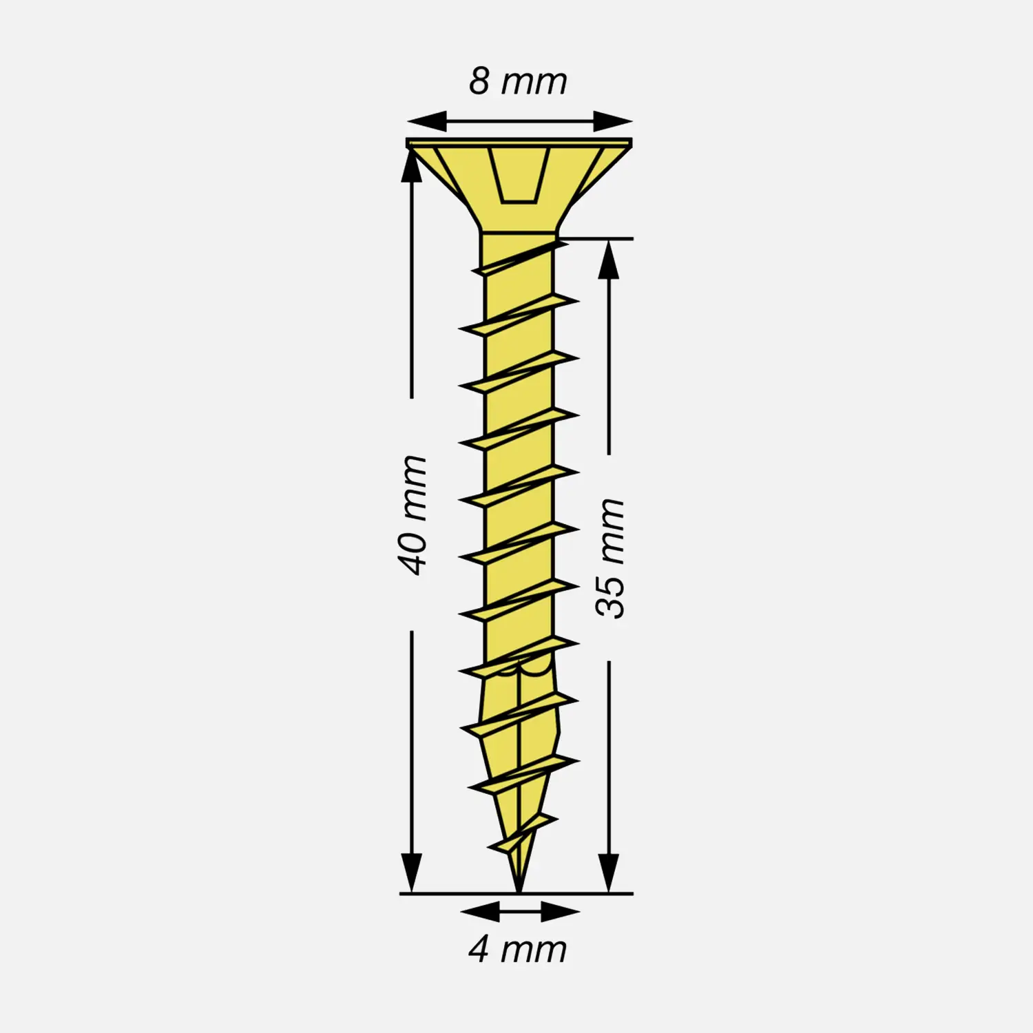 1000 SPAX Universalschrauben 4x40mm, gelb verzinkt, PZ, Senkkopf 