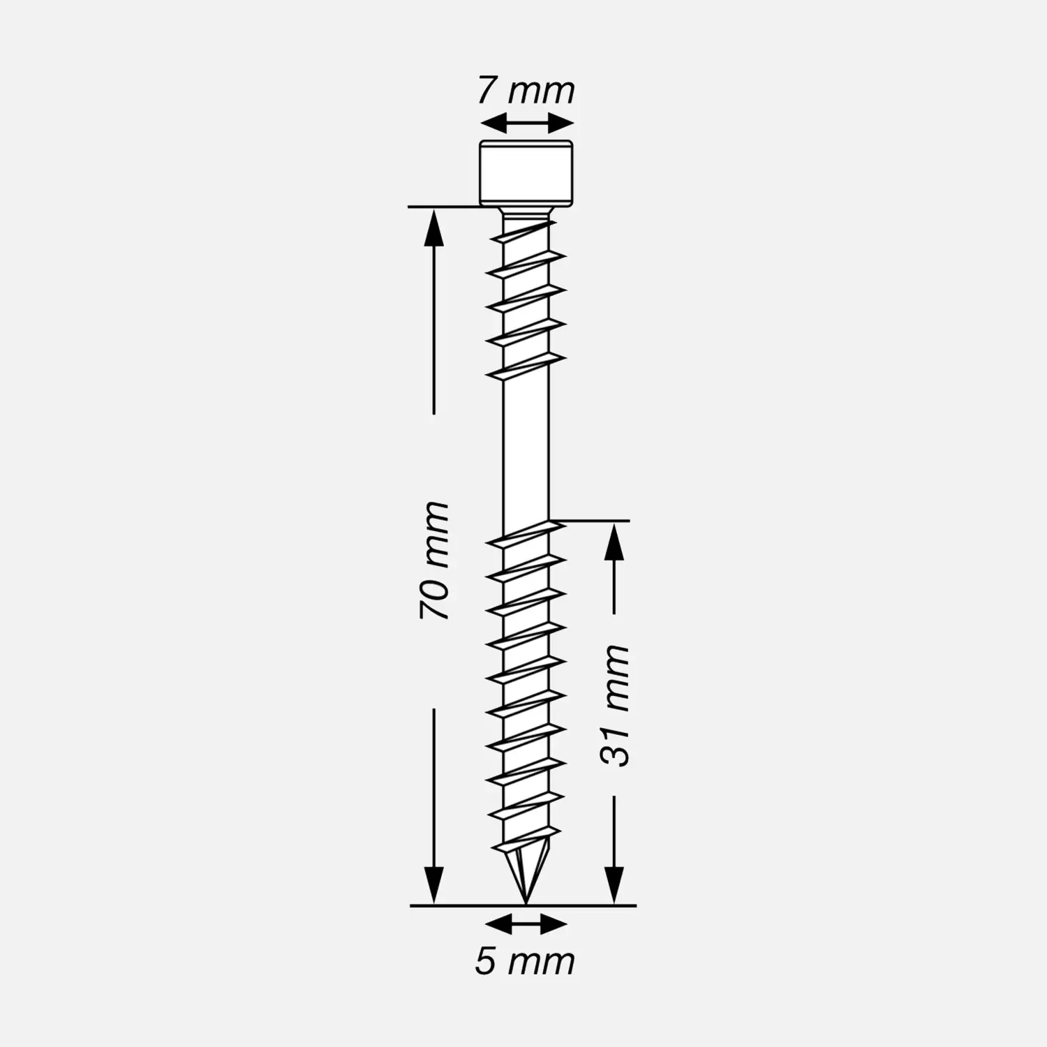 250 SPAX Terrassenschrauben 5x70 mm - Edelstahl A2 - Zylinderkopf mit T-Star Antrieb 