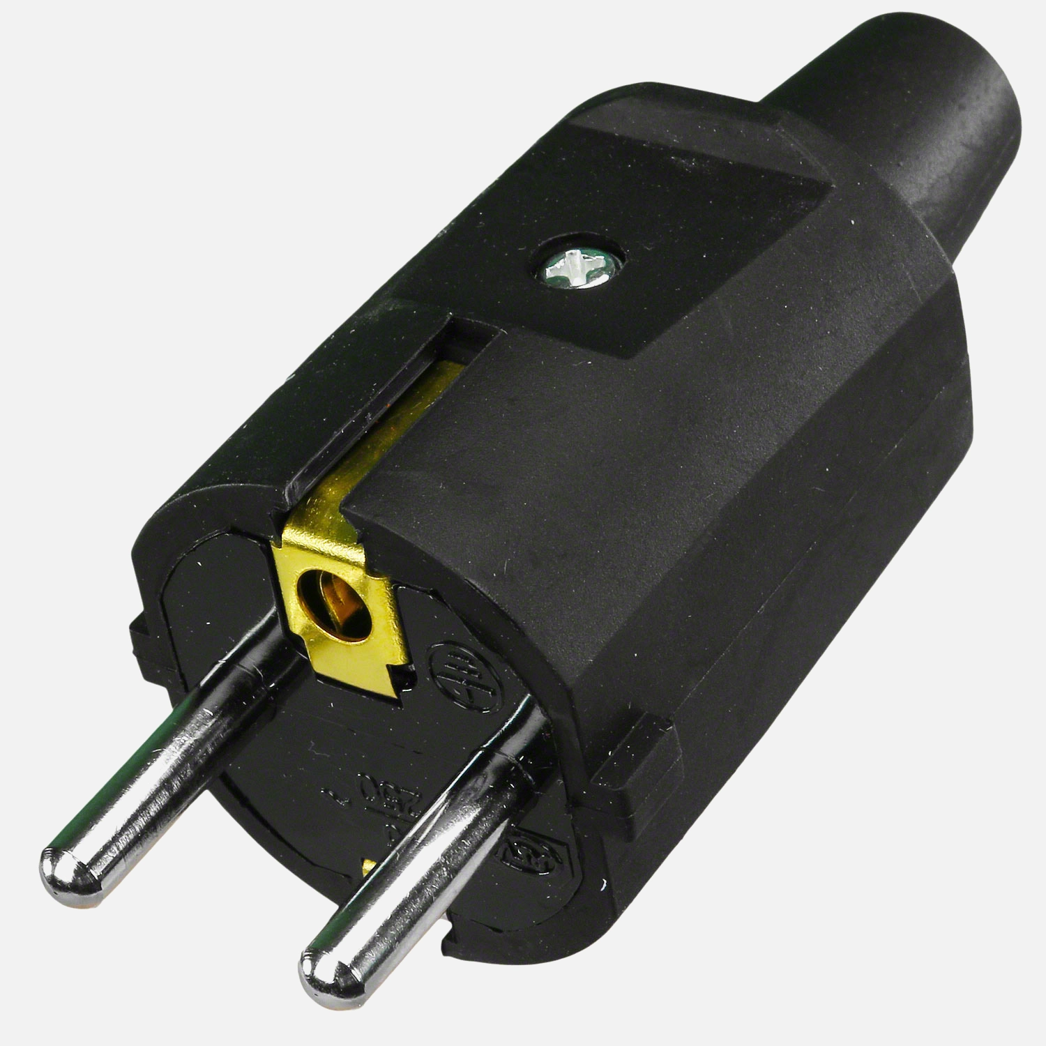 1 Schuko Stecker Gummi ISO-Einsatz schwarz