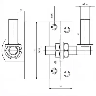 1 Alberts Kloben verstellbar um 20 mm Edelstahl Dorn 16 mm 100x45 mm