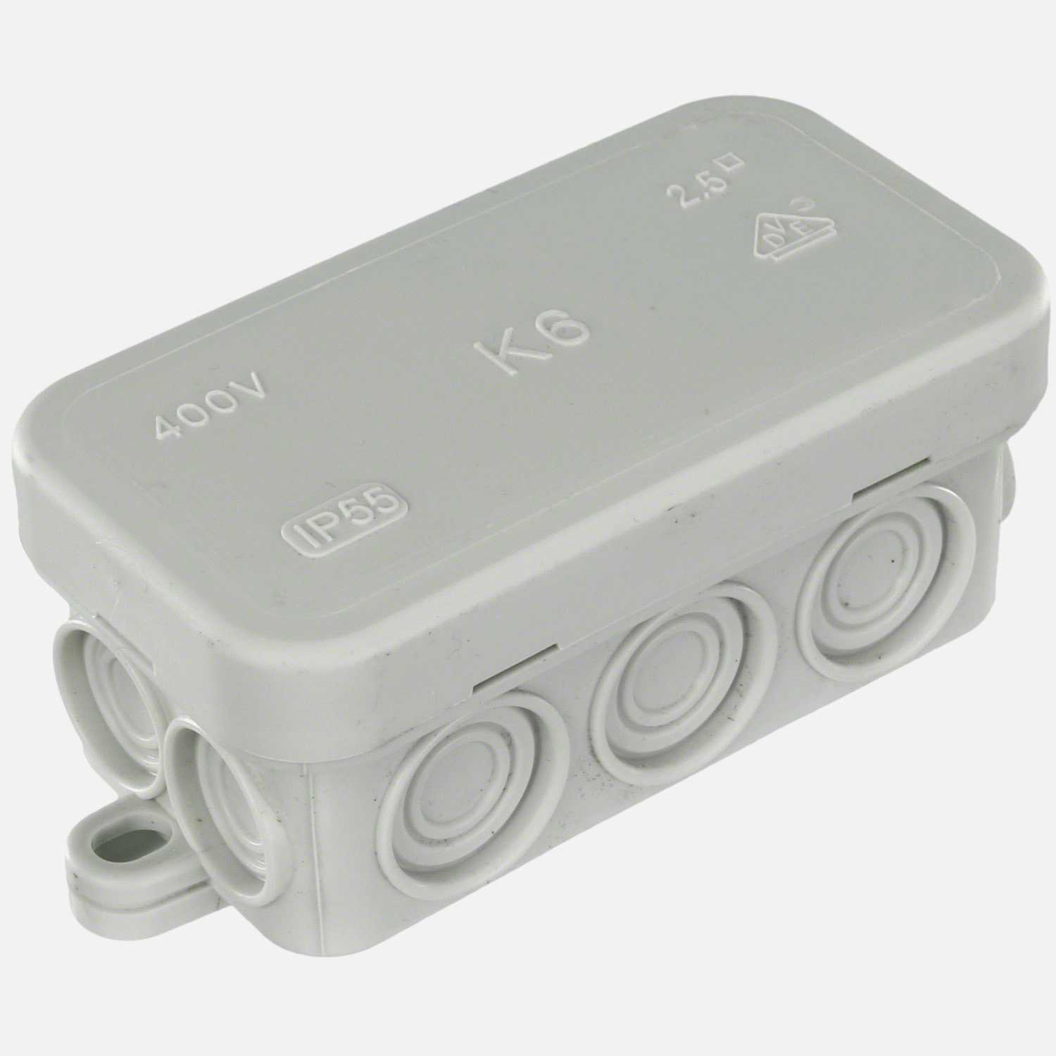 10 VDE-Aufputz Abzweigdosen, Verteilerdosen, PE, Feuchtraum, IP55, 80x43 mm