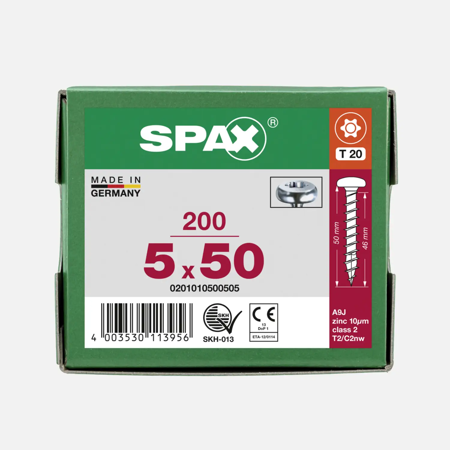 200 SPAX Universalschrauben 5x50 mm - verzinkt - T-Star - Halbrundkopf