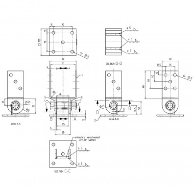 1 Alberts U-Pfostenträger aufdübelbar beweglich Stahl feuerverzinkt, für 90mm
