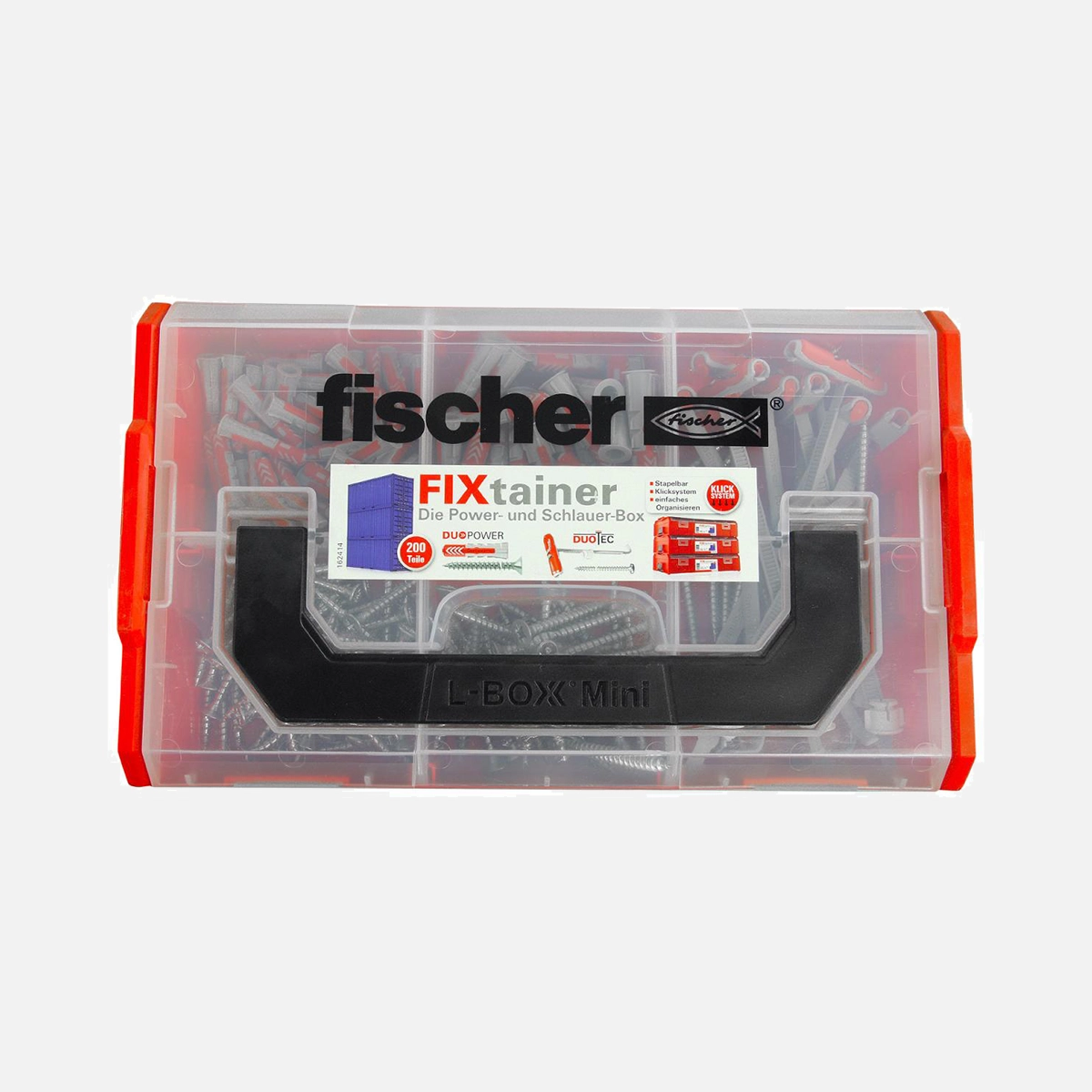 200 tlg. FISCHER FIXtainer - DUOPOWER-DUOTEC + Schrauben-Sortiment 6/8/10mm