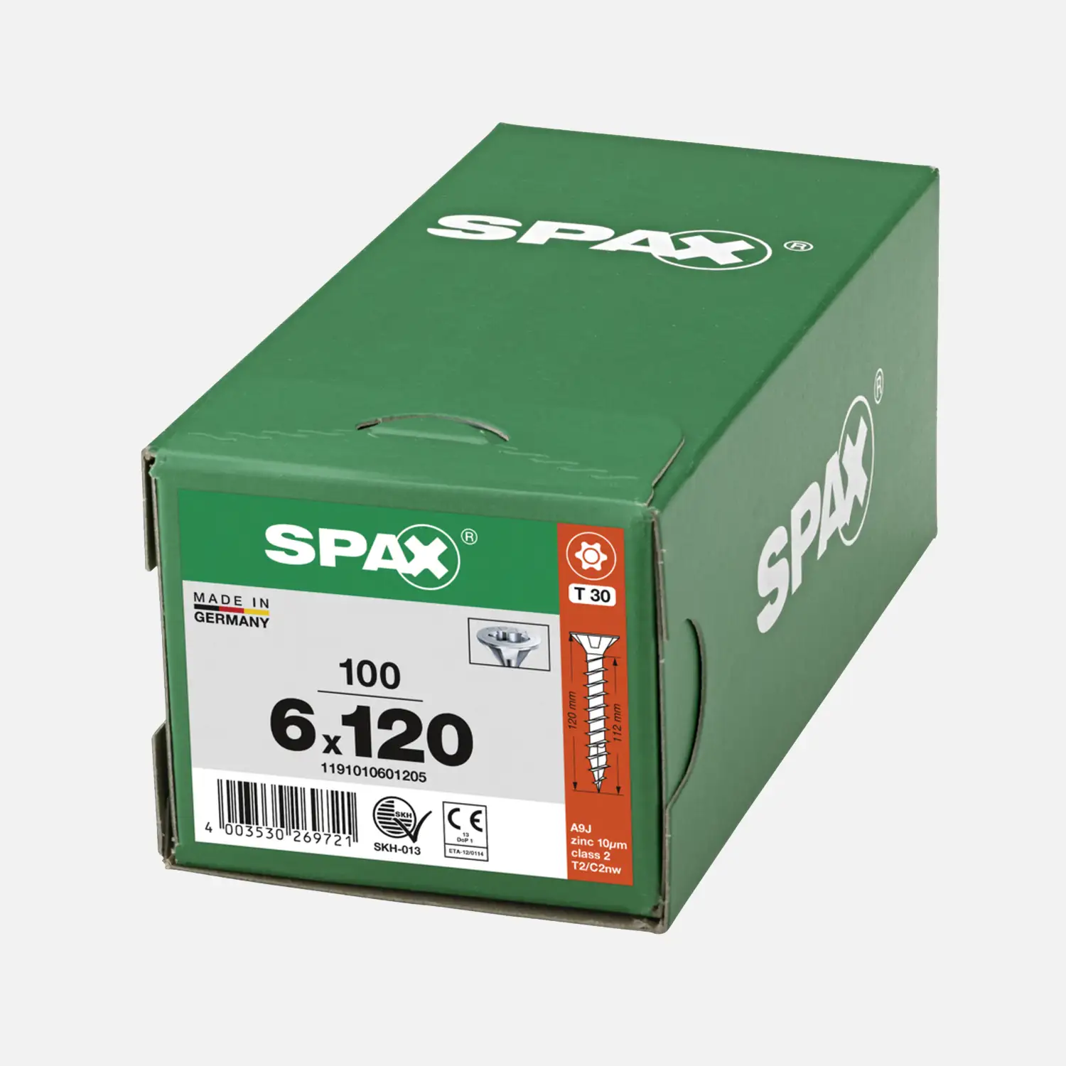 100 SPAX Spanplattenschrauben Senkkopf Torx galv verzinkt 6x120