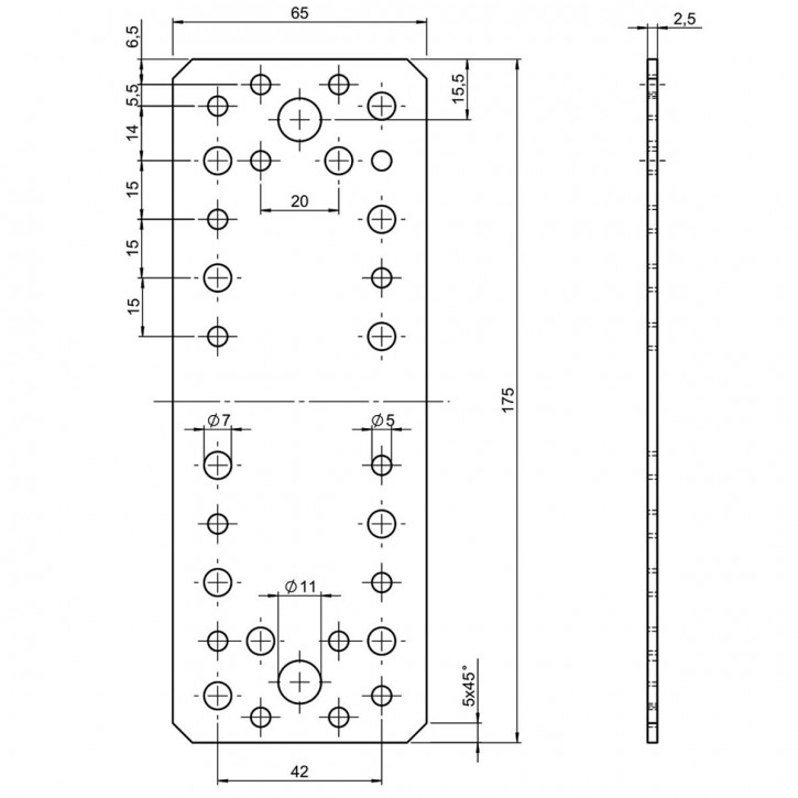 10 Standard Flachverbinder feuerverzinkt 175x65x2,5