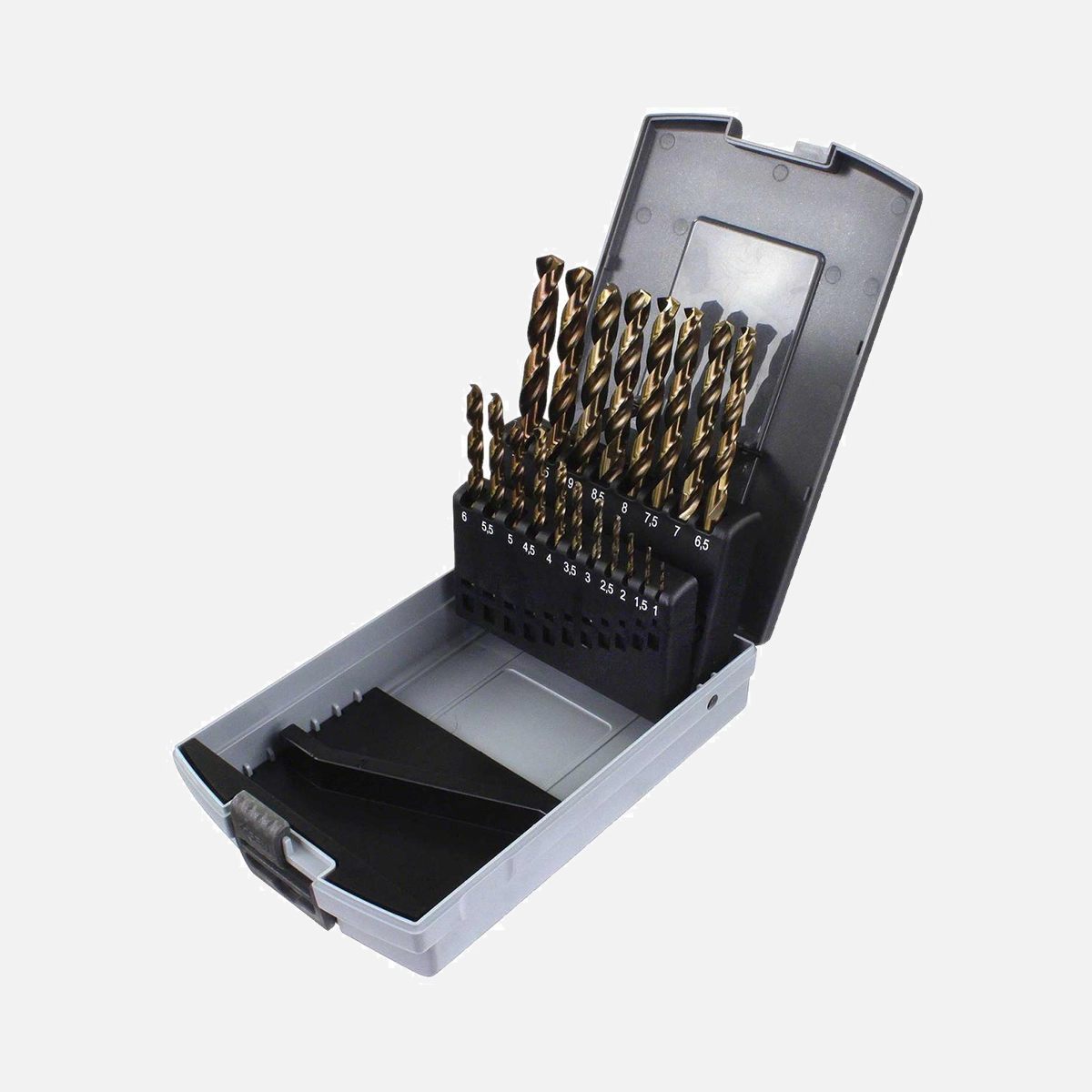 19 tlg Spiralbohrer Sortiment DIN 338 HSS- E Co 5% in ABS Kunststoffbox 1-10 mm
