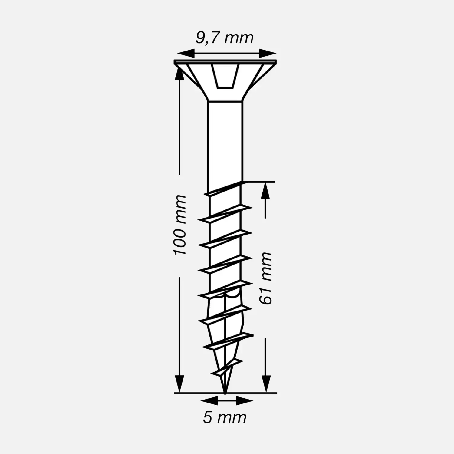 100 SPAX Universalschrauben 5x100mm, verzinkt, T-Star, Senkkopf, Teilgewinde