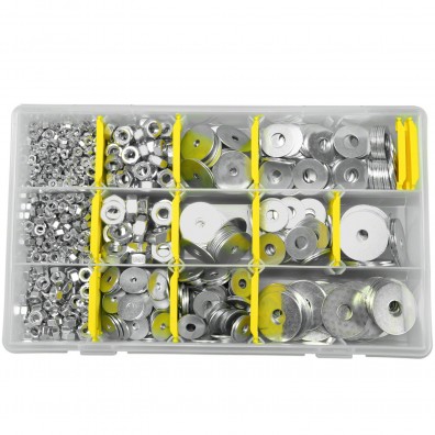 1116 tlg Kotflügelscheiben und Muttern -Sortiment, galvanisch verzinkt M4-M10