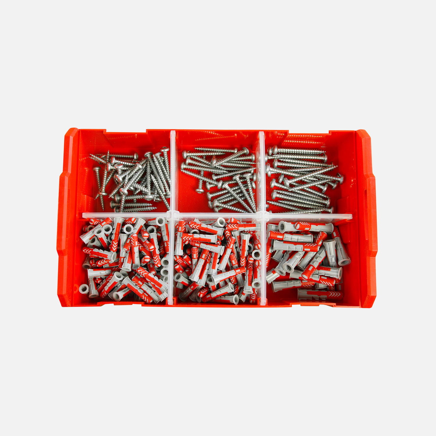 300 tlg. FISCHER FIXtainer - DUOPOWER + Schrauben Elektriker-Sortiment 6 + 8 mm