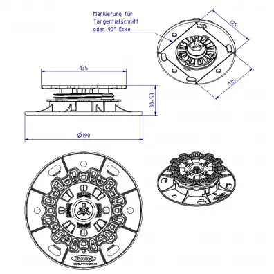 10 EuroTec Verstellfüße PRO S - Aufbauhöhe: 3 - 5,3 cm