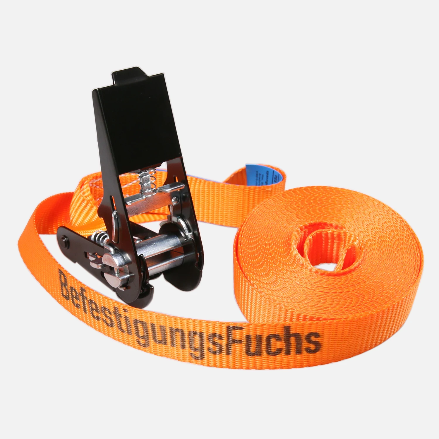 1 Umreifungsgurt bis 800kg einteilig 25mm orange mit BefestigungsFuchs Aufdruck länge 6 m