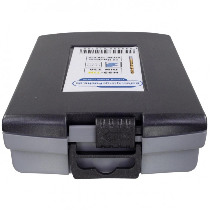 19 tlg Spiralbohrer Sortiment DIN 338 HSS-TIN-Bohrer in Roseplastik Box - 1-10 mm