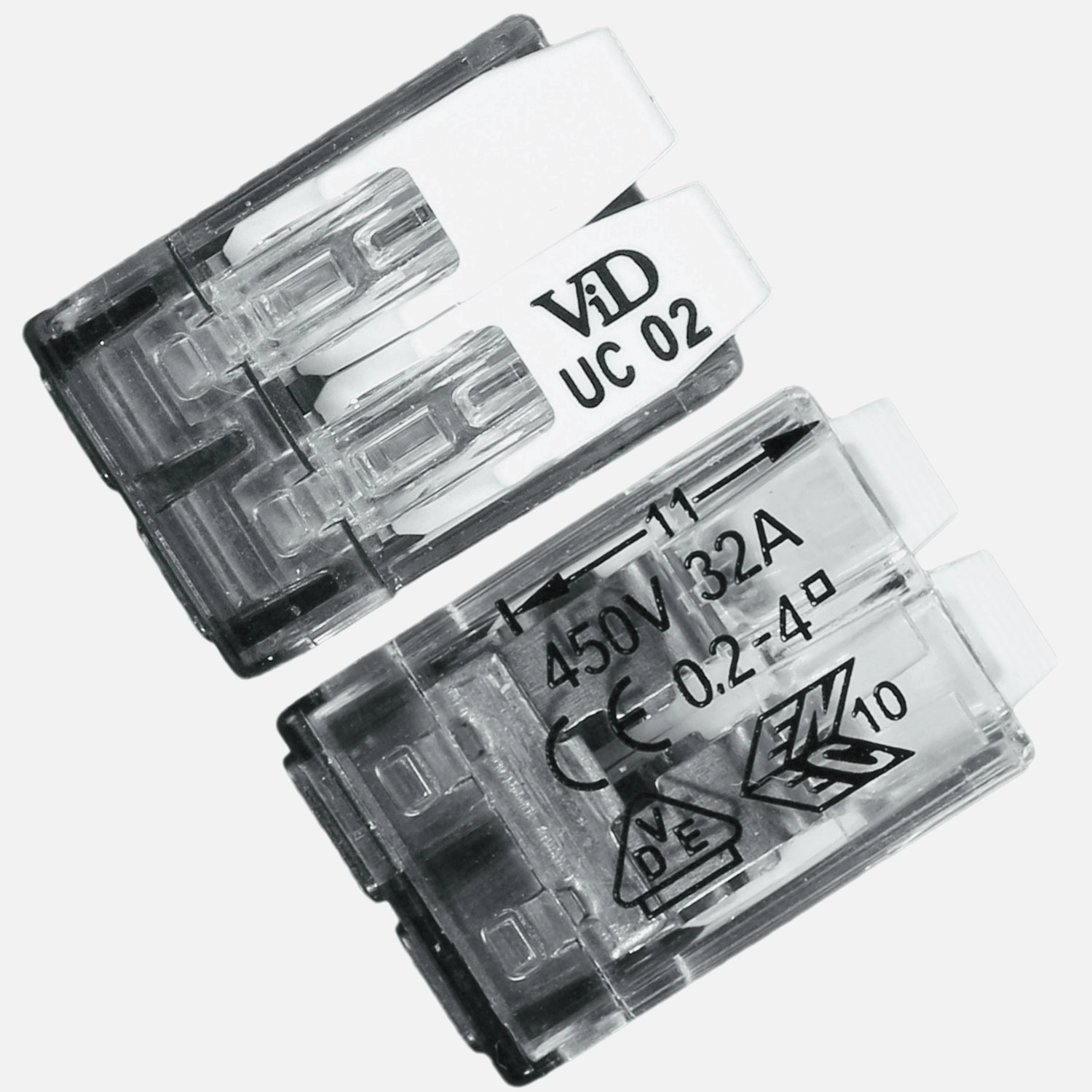 100 VDE Hebelklemmen, Verbindungsklemmen 0,2-4 mm Querschnitt,2-fach