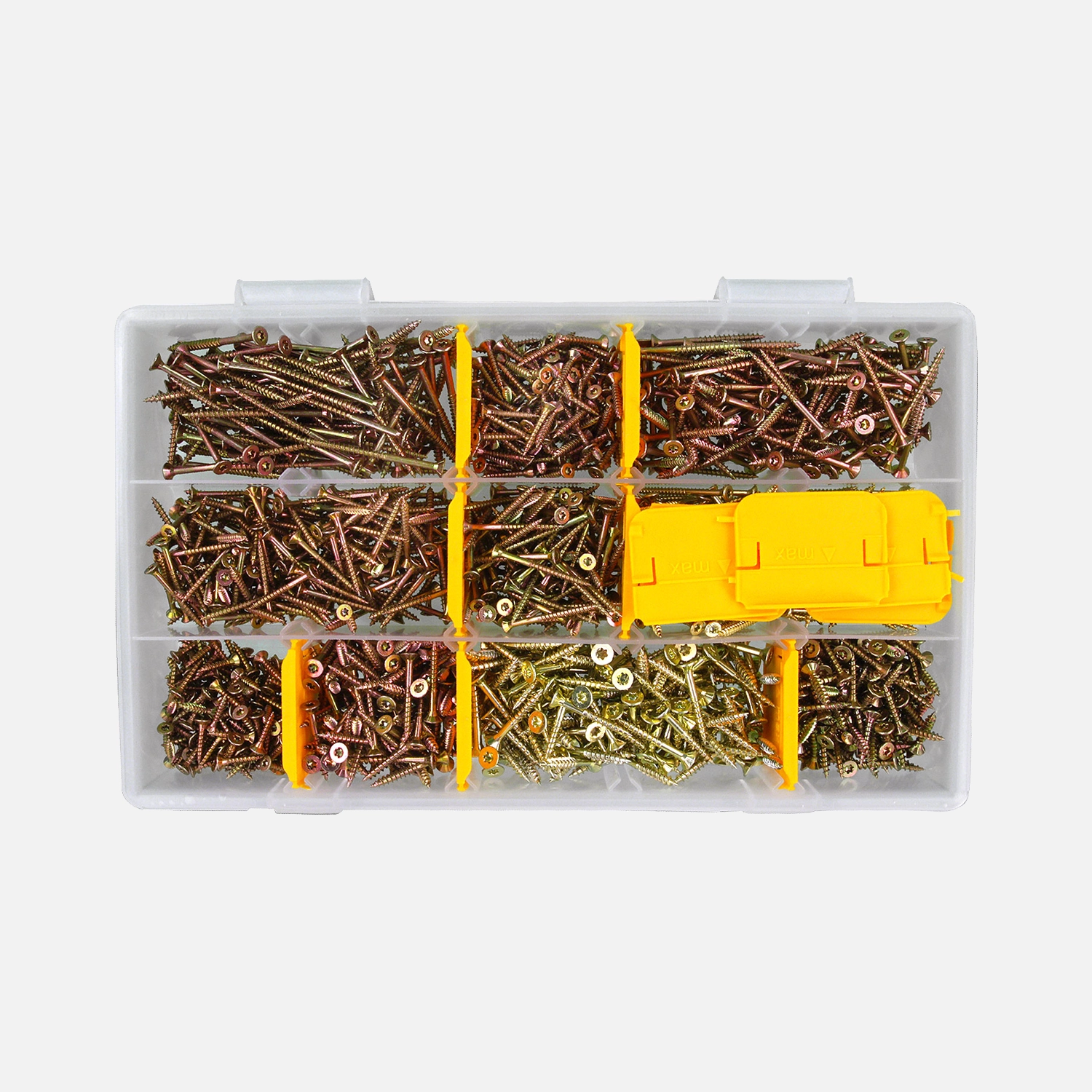 1370 tlg. Spanplattenschrauben Sortiment Senkkopf gelb TX 3x16 bis 4x30