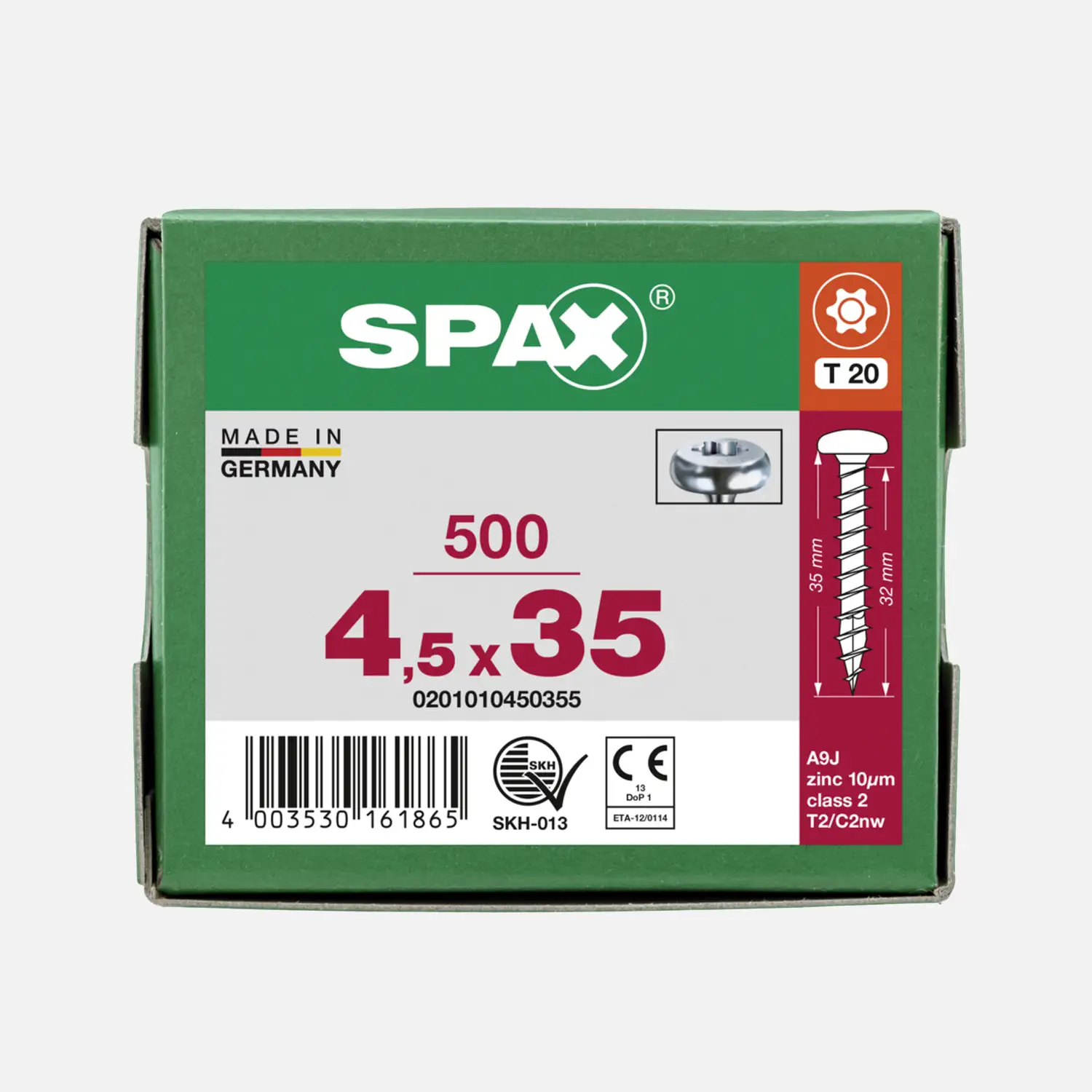 500 SPAX Universalschrauben 4,5x35 mm - verzinkt - T-Star - Halbrundkopf