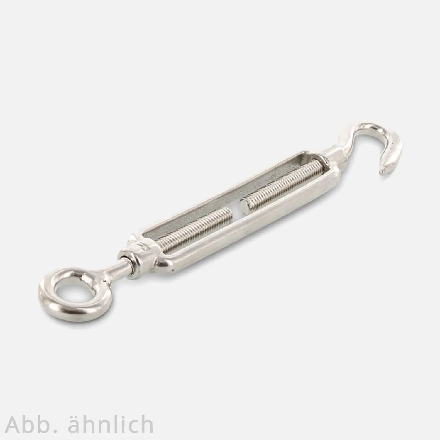 1 Spannschloss, Öse-Haken, offene Form, M6x148 mm, Edelstahl A4