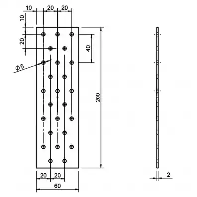 50 Standard Lochbleche feuerverzinkt 60x200x2 mm