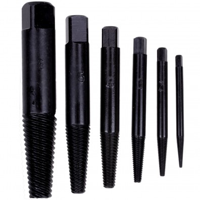 6tlg Schraubenausdreher-Satz - Gr. 1 - 6 (M3 - M24 Schrauben) - CV-Stahl